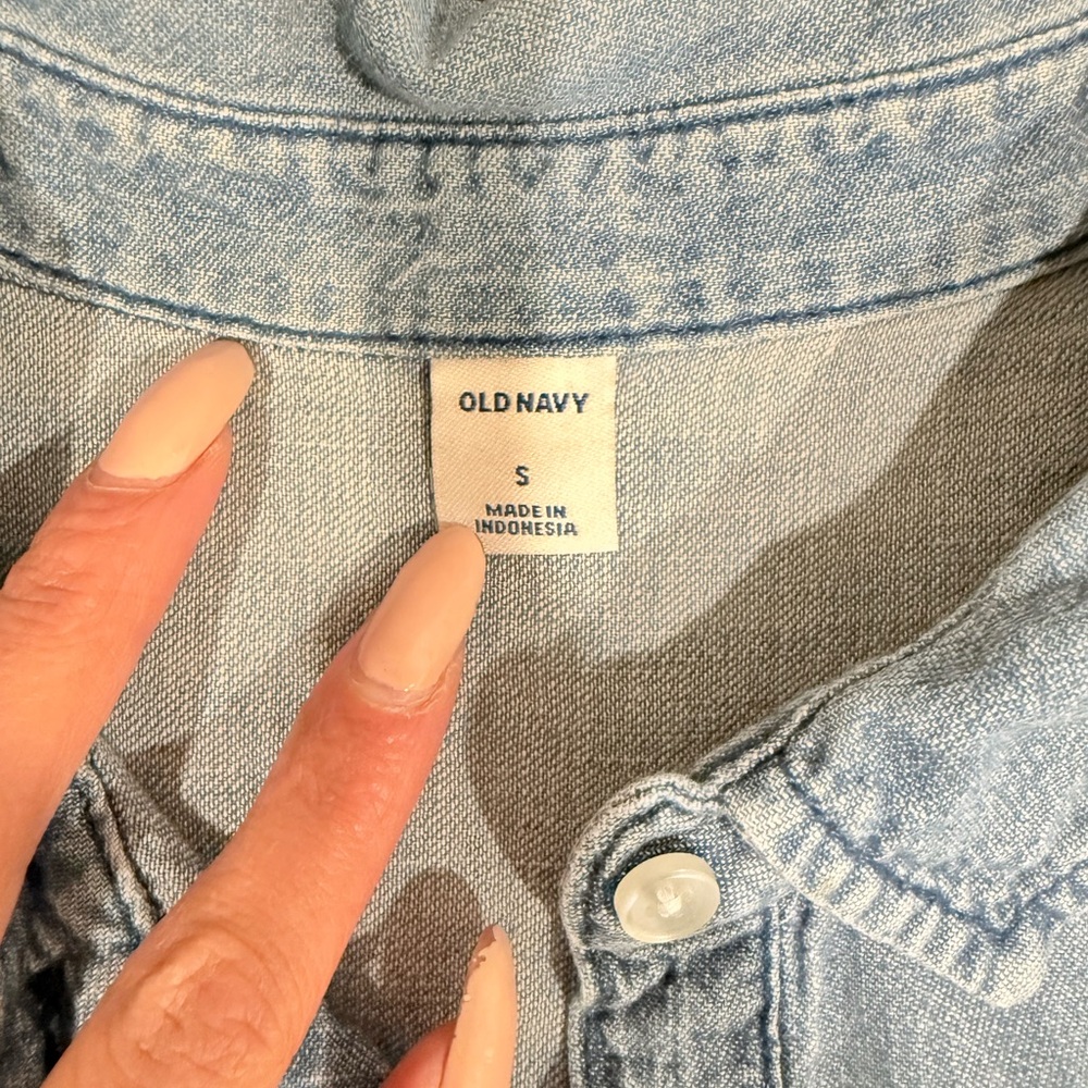 🔥Old Navy  Short-Sleeve Shirt Dress - Light Blue Size S EUC🔥 - Picture 4 of 5